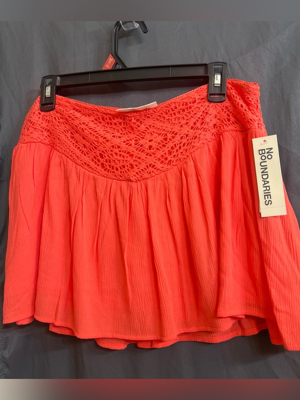 No Boundaries Coral Crochet-Yoke Skater Skirt